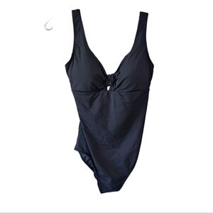 CALIA black tie front one piece Swimsuit pure black  nwt